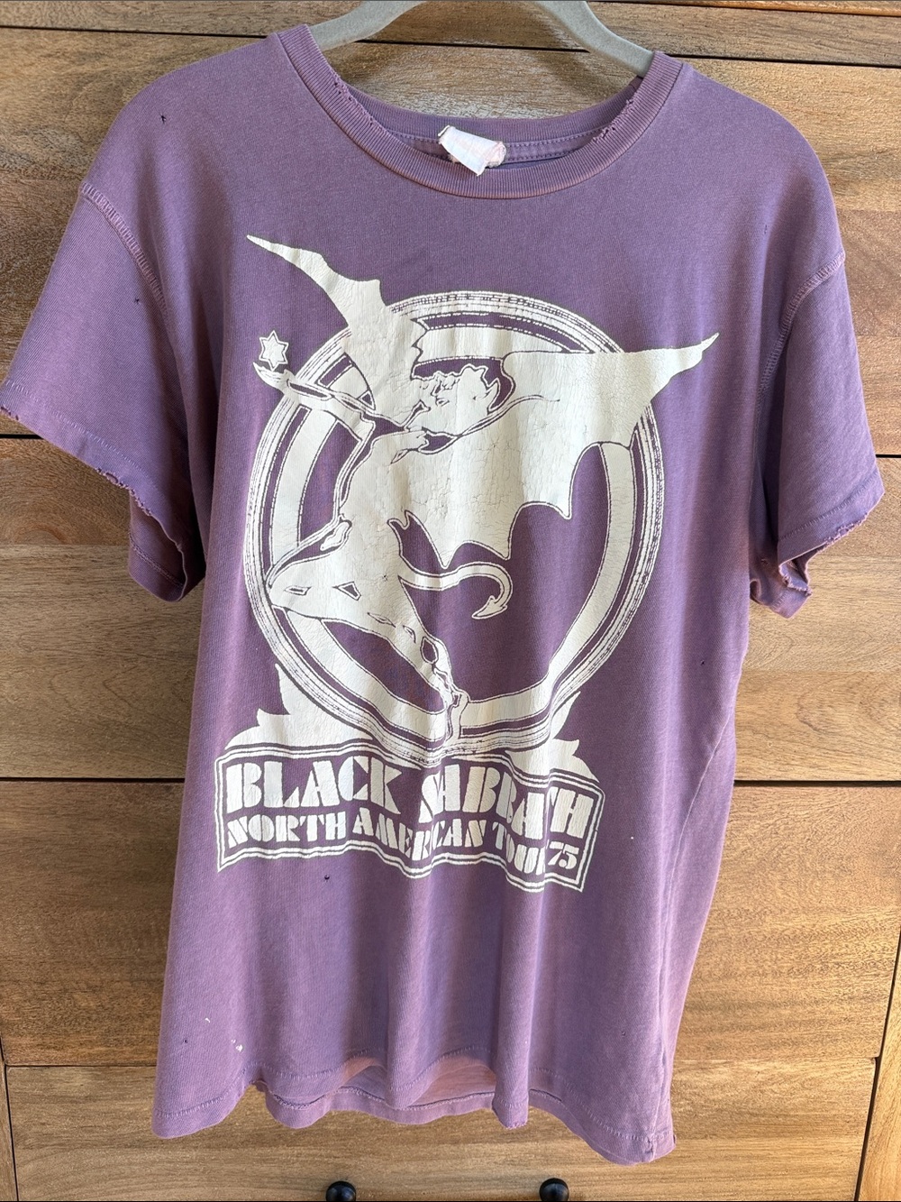MadeWorn Purple Graphic Short Sleeve Tee with Cream Print